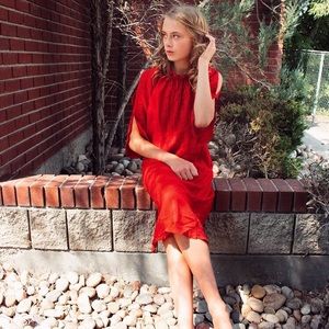 Beauty in Red Embroidered Maxi Dress